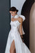 Soft Satin White Sweetheart Side Slit Empire Fashion Wedding Dresses,HS83