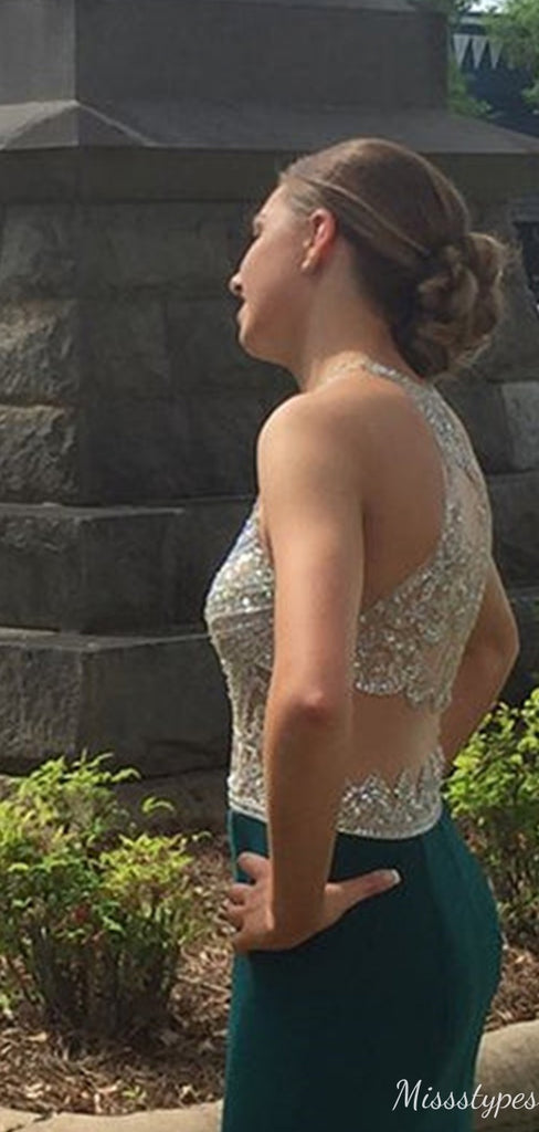Elegant Halter Beadings Mermaid Long Prom Dress Ideas, Evening Party Dresses,ZX668
