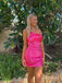 Rose Pink One Shoulder Sexy Women Mini Party Homecoming Dresses,HM286