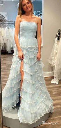 Gorgeous Strapless A-Line Long Prom Dress Ideas, Evening Party Dresses,ZX520