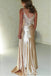 Champagne Charming Beaded Side Slit Spaghetti Strap Mermaid Long Prom Evening Dress,ZX309