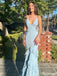 Elegant Spaghetti Strap V-neck Backless Mermaid Long Prom Dress Ideas, Evening Party Dresses,ZX672