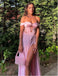 Charming Hot-Pink Off Shoulder Side Slit Women Evening Prom Evening Dress,ZX232