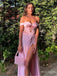 Charming Hot-Pink Off Shoulder Side Slit Women Evening Prom Evening Dress,ZX232