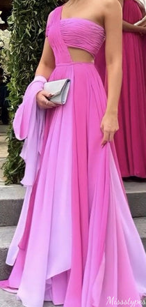 Elegant One-shoulder Unique A-line Long Prom Dress Ideas, Evening Party Dresses,ZX674