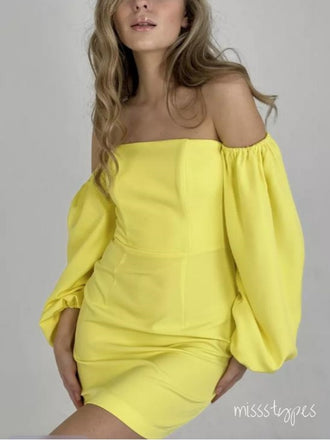 Yellow Off Shoulder Simple Mini New Arrival Homecoming Dresses,HM128