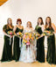 Green Classy Green Velvet Floor-Length Bridesmaid Dresses Online, BL59