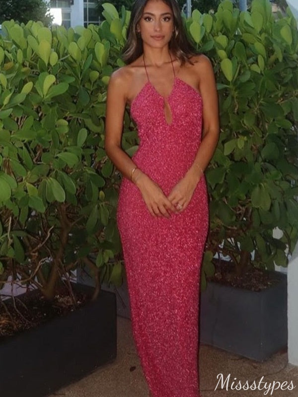 Sexy Halter Backless Mermaid Long Prom Dress Ideas, Evening Party Dresses,ZX676