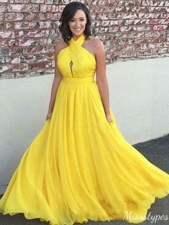 Elegant Halter Backless A-line Long Prom Dress Ideas, Evening Party Dresses,ZX677