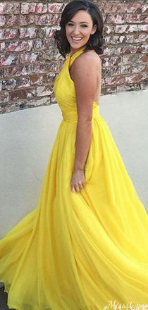 Elegant Halter Backless A-line Long Prom Dress Ideas, Evening Party Dresses,ZX677
