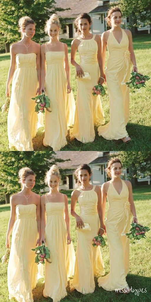 Graceful Mismatched Mint-Yellow Soft Bridesmaid Dresses Online, BL09