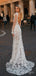 Beautiful White V-Neck Appliqued Full Sleeve Long Mermaid With Tail Wedding Dresses HS44