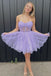 Pretty Purple A-line Strapless Mini Short Party Homecoming Dresses,HM295