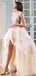 See Though Jewel High Low Appliqued Ruffle Women Evening Prom Evening Dress,ZX244