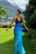 Sexy Blue Mermaid V-neck Long Prom Dress Ideas, Evening Party Dresses,ZX495