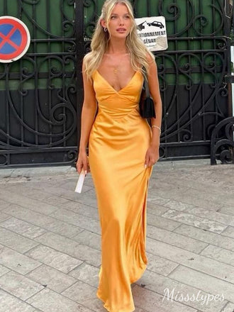 Sexy V-neck Spaghetti Strap Mermaid  Long Prom Dress Ideas, Evening Party Dresses,ZX503