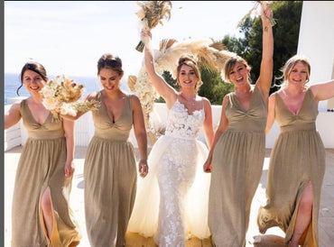Simple Women Dusty-Sage V-Neck Empire A-Line Long Bridesmaid Dresses Online, BL22