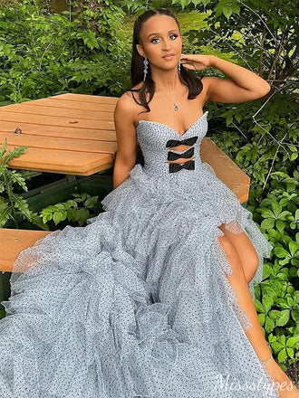 Gorgeous Sweetheart Strapless Backless A-line Long Prom Dress Ideas, Evening Party Dresses,ZX678