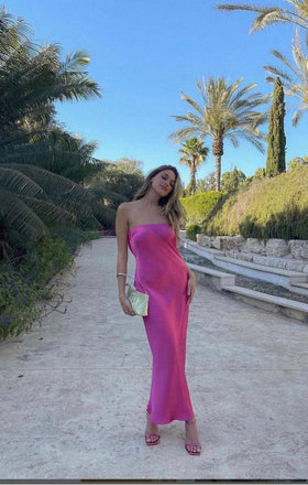 Strapless Pink Simple Women Sexy Mermaid Long Prom Evening Dress,ZX286