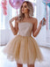 Beaded Luxurious Strapless Tulle A-Line Women Mini Party Homecoming Dresses,HM212