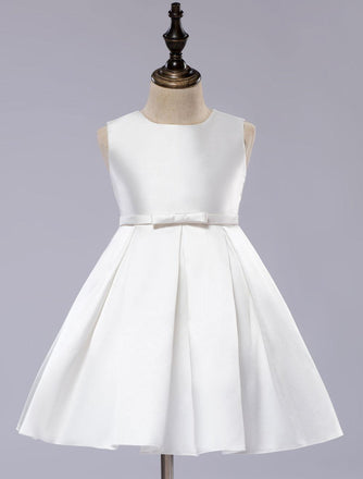 White Sleeveless White Bow Empire Popular Little Flower Girl Dresses, ET31