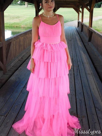 Casual Spaghetti Strap Backless A-line Long Prom Dress Ideas, Evening Party Dresses,ZX680