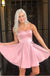 Simple Strapless A-Line Pink Mini New Arrival Homecoming Dresses,HM164