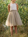 Simple Rustic Brown Tulle Bow Empire A-Line Popular Little Flower Girl Dresses, ET34