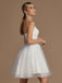 Simple Women Tulle Appliqued Spaghetti Strap Mini Homecoming Dresses, HM27