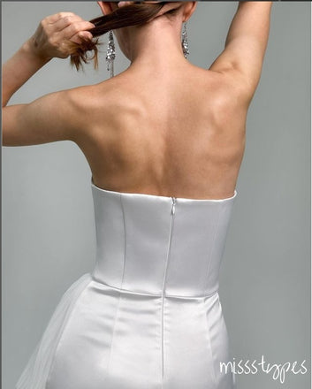 Simple Women Off-White Sweetheart Tea-Length Backless Lace Evening Dresses ZX17