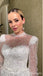 Women White High-Neck Full-Sleeve Beading Mermaid With Tail Wedding Dresses HS06