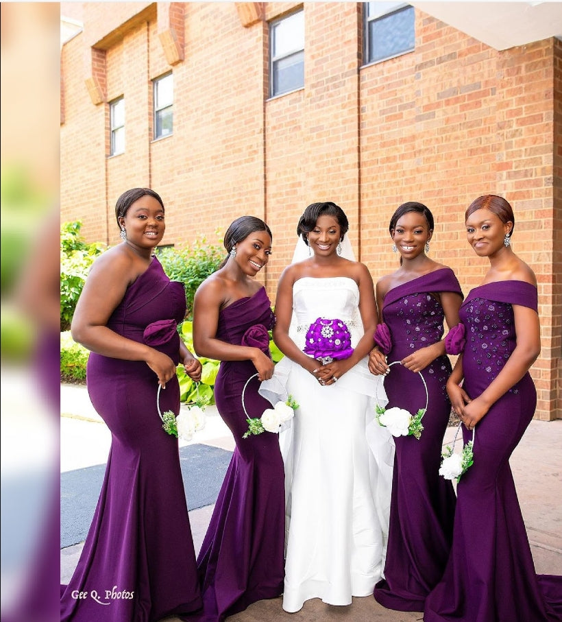 Alluring Purple One Shoulder Appliqued Mermaid Bridesmaid Dresses Online, BL10