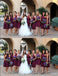 Simple Women Halter Maroon  Knee-Length Bridesmaid Dresses Online, BL21