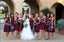 Simple Women Halter Maroon  Knee-Length Bridesmaid Dresses Online, BL21