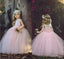 Lovely Lace Pink Princess A-line Long With Flower Girl Dresses, ET02