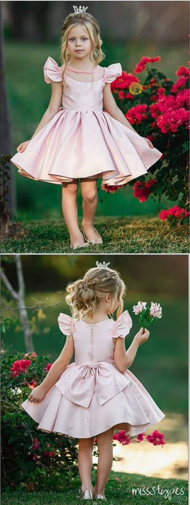 Lovely Lace Pink Princess A-line Long With Flower Girl Dresses, ET02