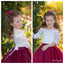 Vintage Red Lace Full-Sleeve Word Shoulder A-Line Flower Girl Dresses, ET12