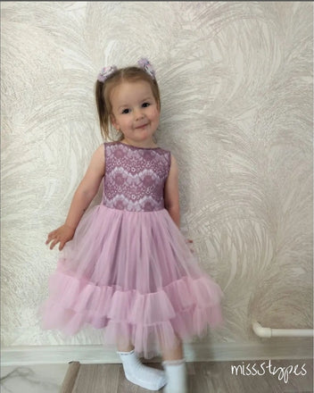 Soft Pink Lace Sleeveless A-Line Flower Girl Dresses, ET13