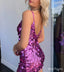 Vintage Purple Princess V-Neck Mini Sequin Evening Homecoming Dresses, HM10