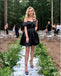 Alluring Black Off Shoulder Ball Gown Sweetheart Mini Homecoming Dresses, HM23