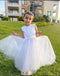 Simple White High-Neck Cute Satin Sleeveless Popular Little Flower Girl Dresses, ET17