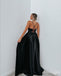 Sexy Black Beading V-Neck Spaghetti Strap Side Slit Long Mermaid Prom Dresses,ZX54