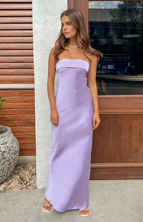 Simple Purple Tea-Length Strapless Backless Long Shift Dress Long Prom Dresses,ZX57