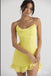 Charming Lemon Backless Spaghetti Strap Mini Homecoming Dresses, HM12