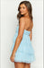 Simple Mint-Blue Tulle Short Strapless Mini Homecoming Dresses, HM15