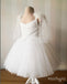 Simple White Spaghetti Strap Tulle Sweetheart Beading Little Flower Girl Dresses, ET23