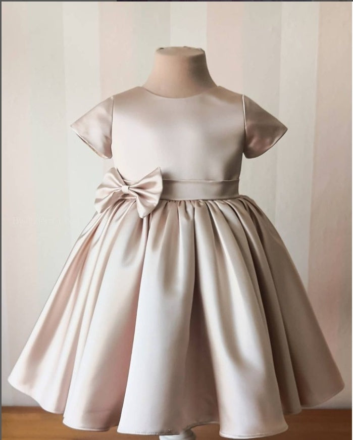 Princess Simple Champagne Flower Empire Long Little Flower Girl Dresses, ET26