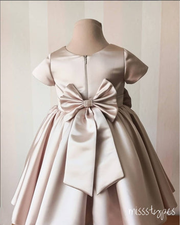 Princess Simple Champagne Flower Empire Long Little Flower Girl Dresses, ET26