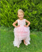 Elegant Pink Appliqued Round-Neck Tulle Long Little Flower Girl Dresses, ET19