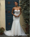 Sexy White Strapless Tulle Appliqued Mermaid Floor-Length Elegant Wedding Dresses HS19